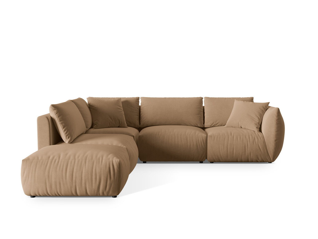 Coltar modular stanga 4 locuri, Chris-184, Micadoni Home, 295x290x80 cm, catifea, bej sand Colțare
